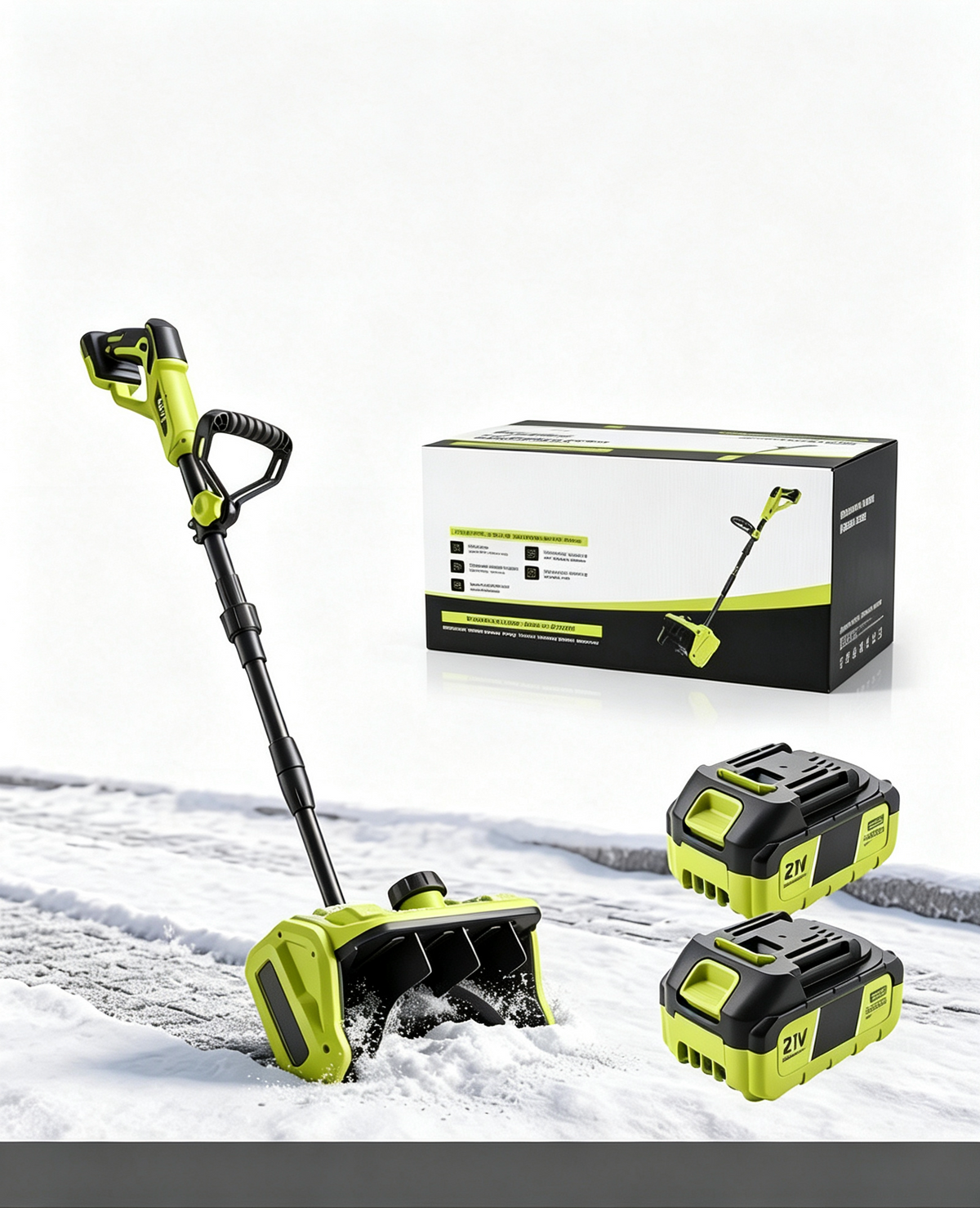 21V Cordless Electric Snow Shovel with 2 Batteries