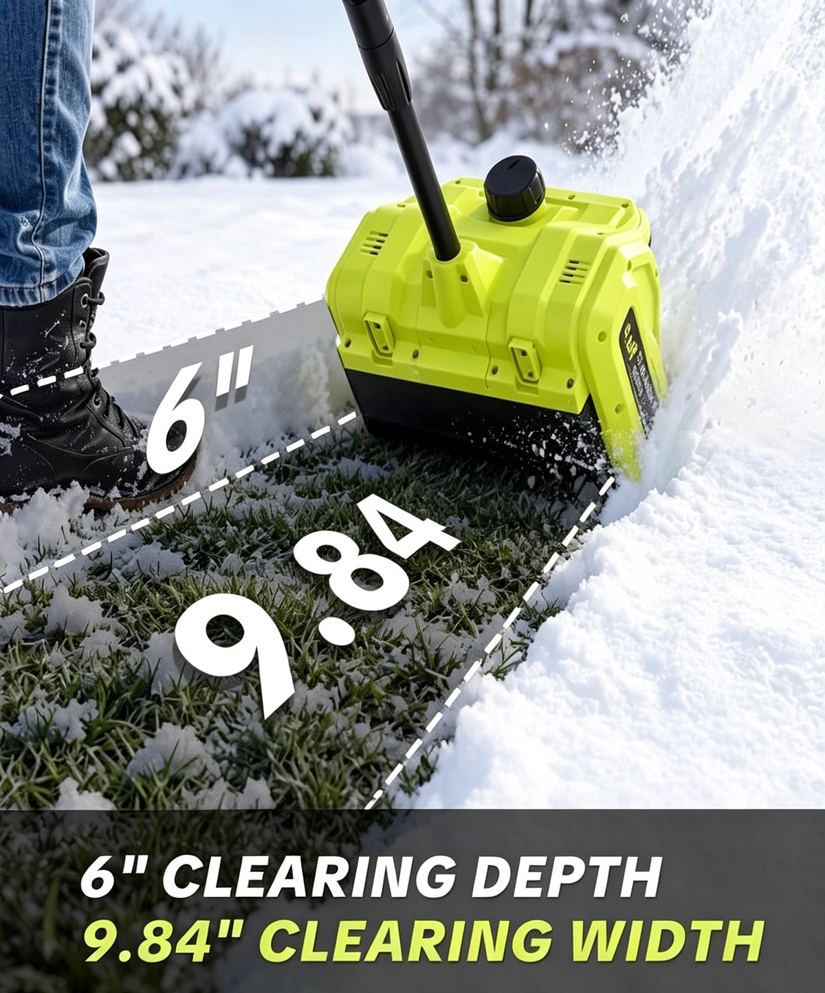 21V Cordless Electric Snow Shovel with 2 Batteries