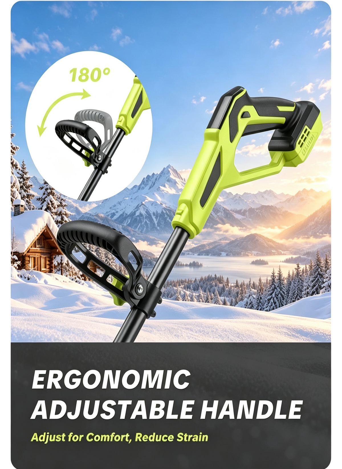 21V Cordless Electric Snow Shovel with 2 Batteries
