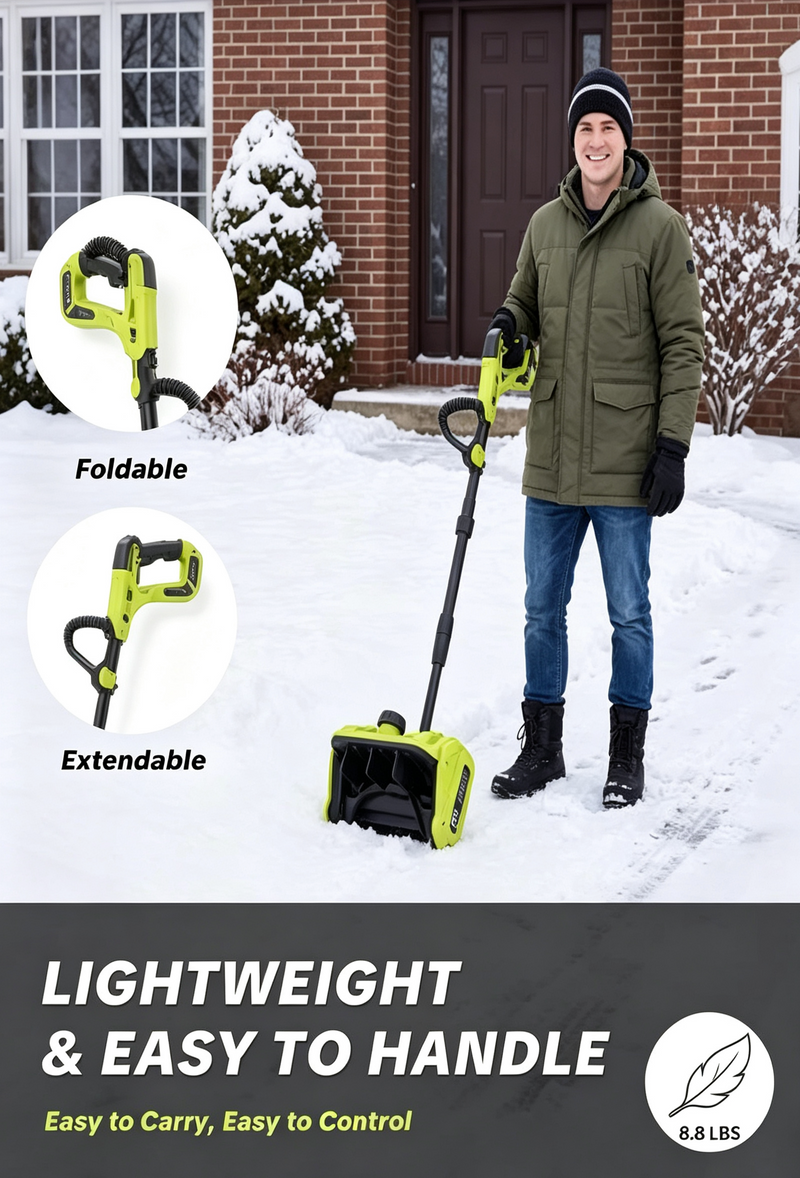 Cordless snow shovel designed for residential winter cleanup